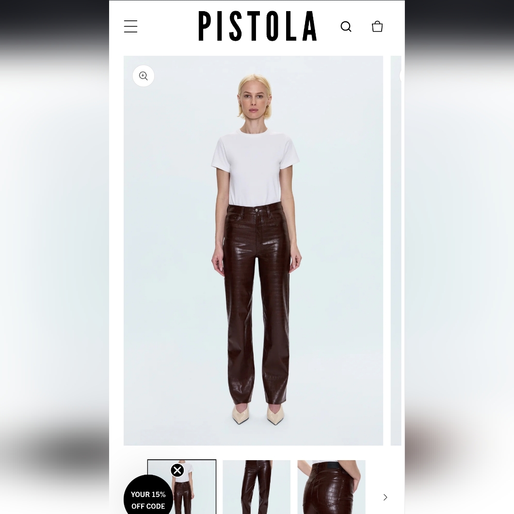 Chocolate Brown Faux Leather Straight-Leg Pants